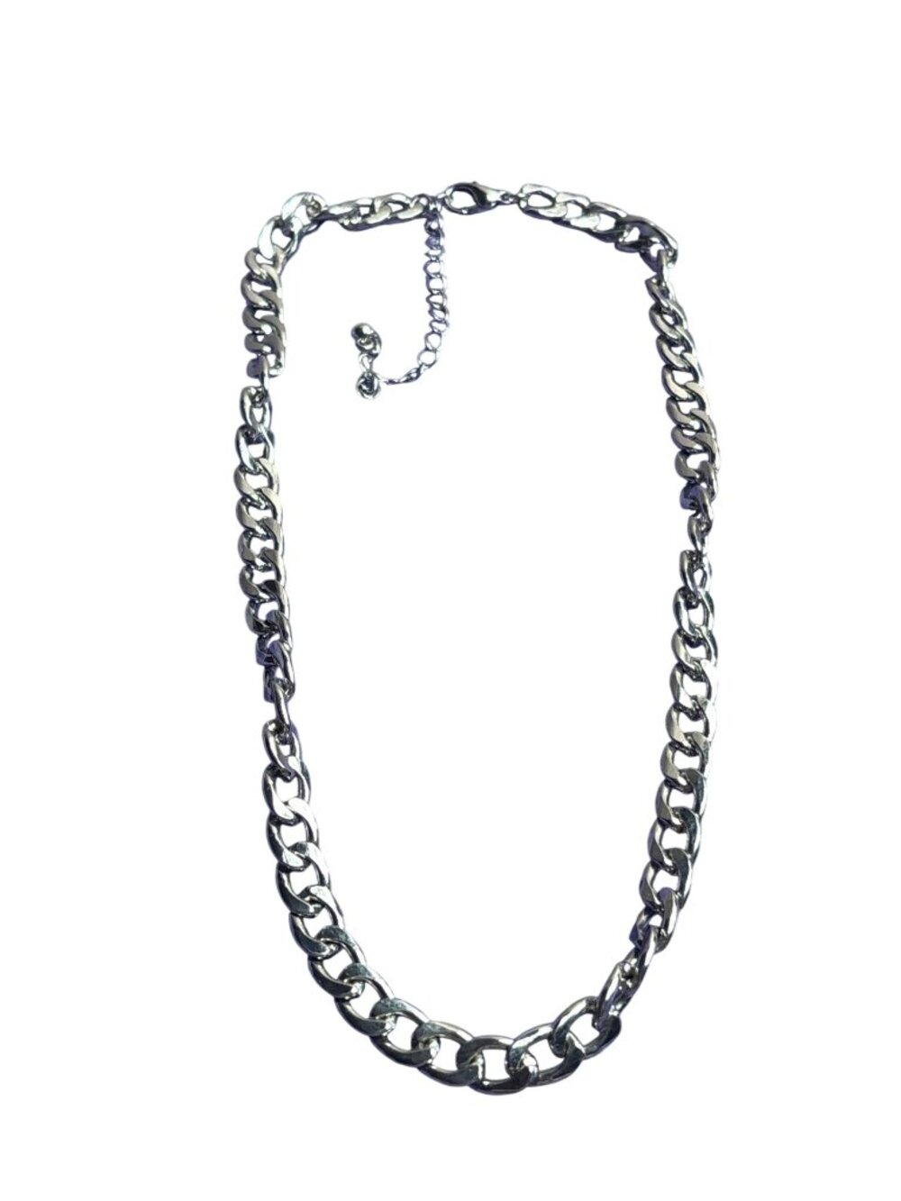 Twisted Silvertone Flat Chain Necklace Lobster Clasp 15 - 18 inches Long